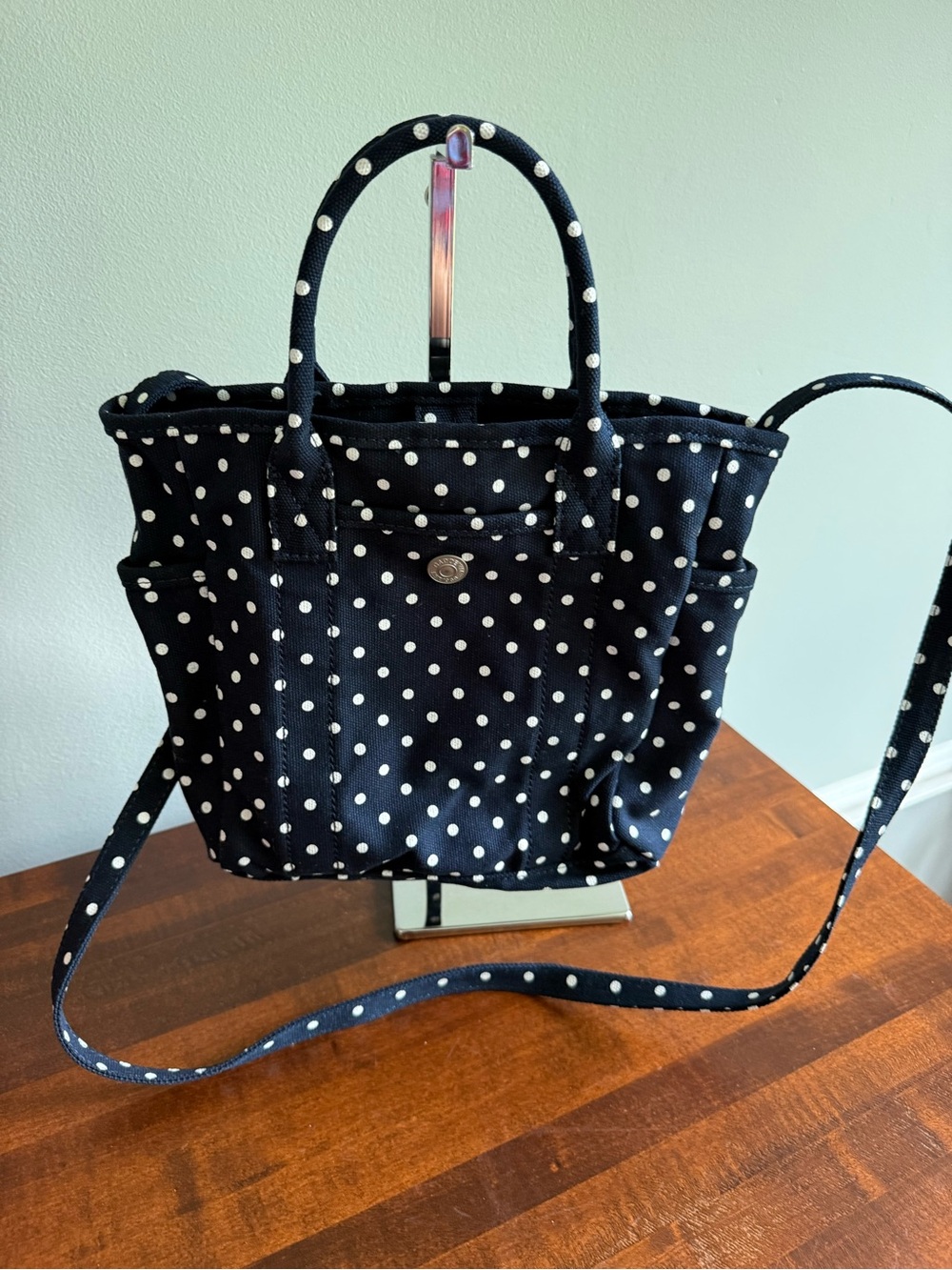 GAP Mini Canvas Favorite Tote-Navy & White Dot